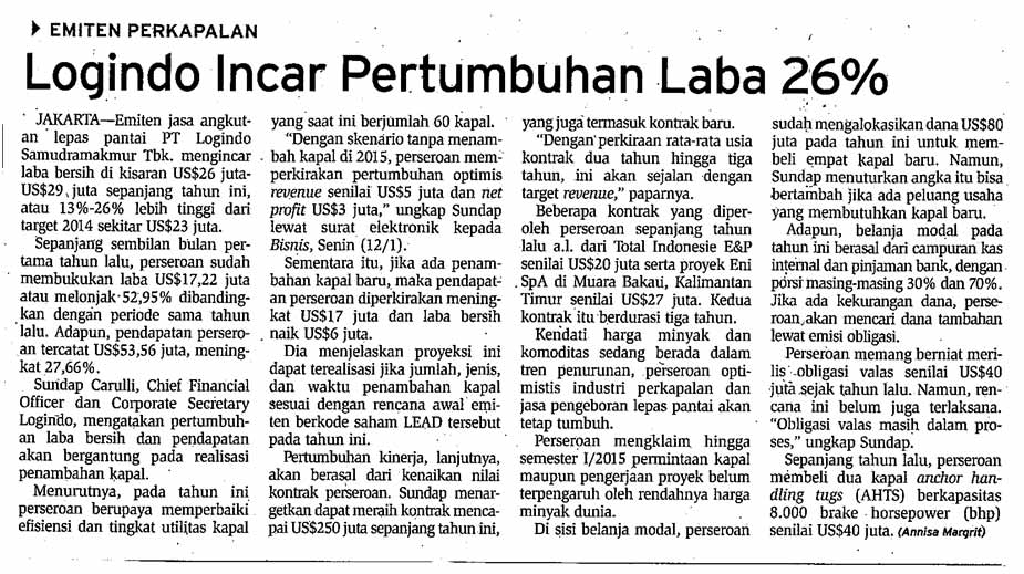 Logindo Incar Pertumbuhan Laba 26%